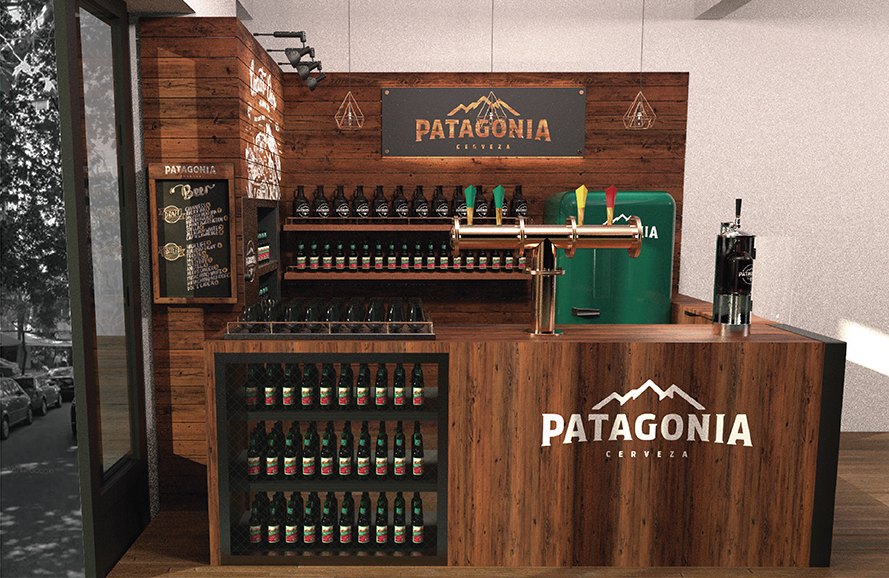 Render de Patagonia: espacio Pick Market